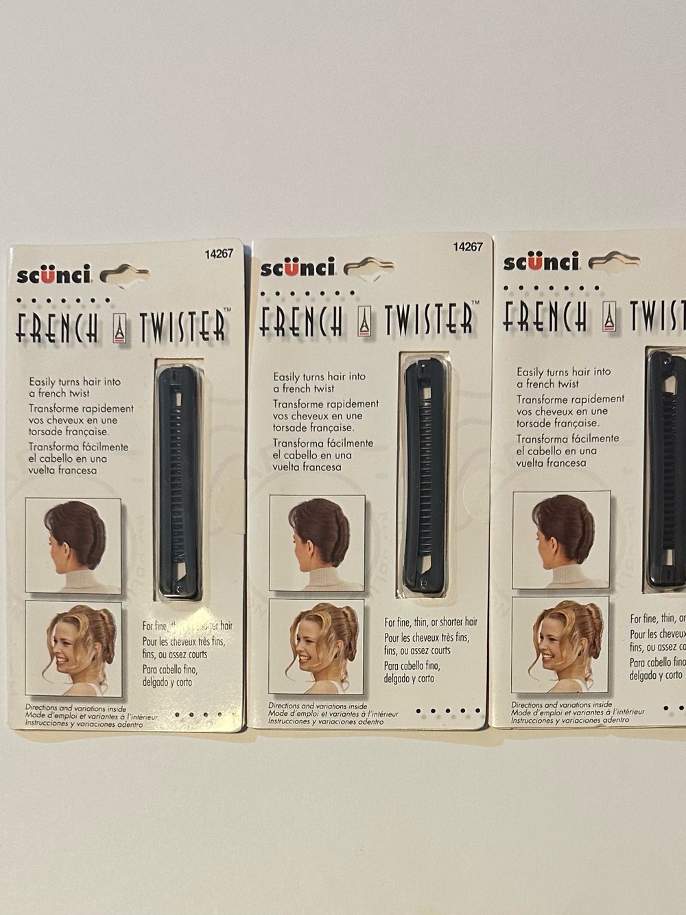 Vtg 1999 SCUNCI French Twister Clip Barrette Brown For Thin/Short Hair Lot Of 3